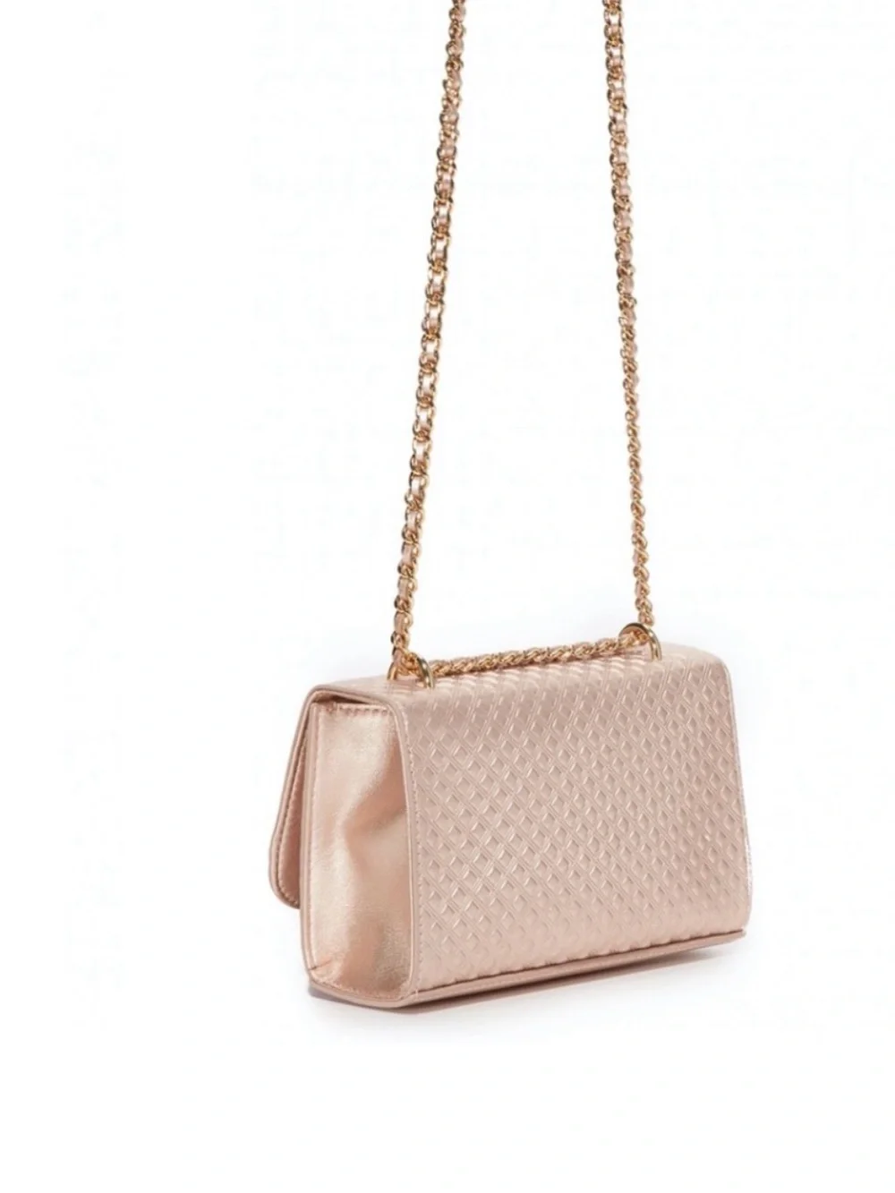 Tory Burch Metallic Quilted Crossbody Bag - Rose Gold